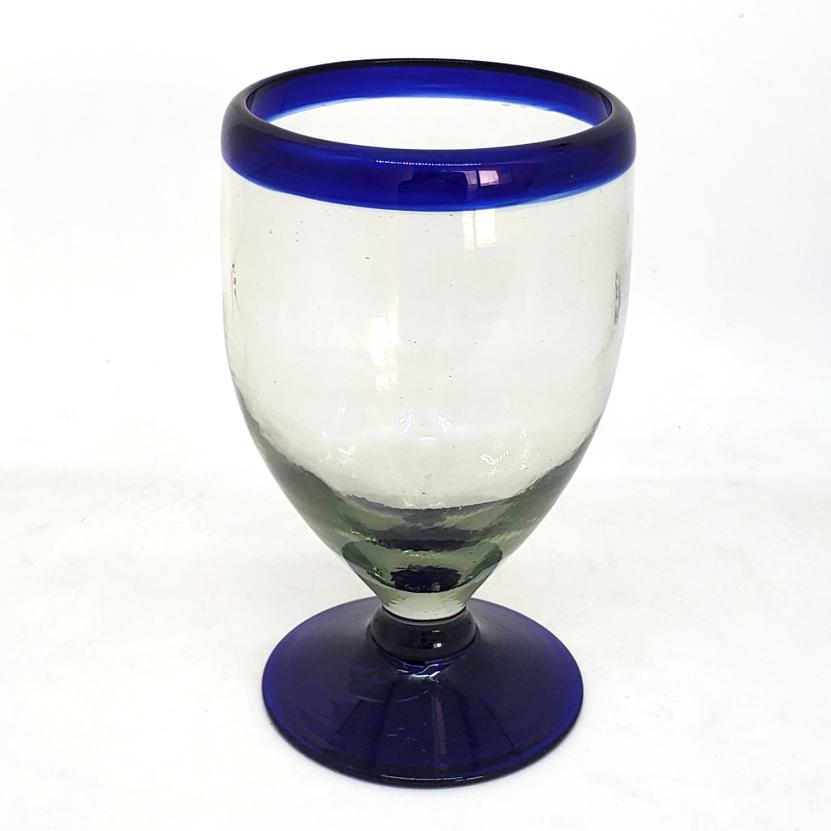 Sale Items / Cobalt Blue Rim 12 oz Short Stem Wine Glasses  / Add sophistication to your table with these short stem all-purpose wine glasses. Each bordered with a beautiful blue rim.